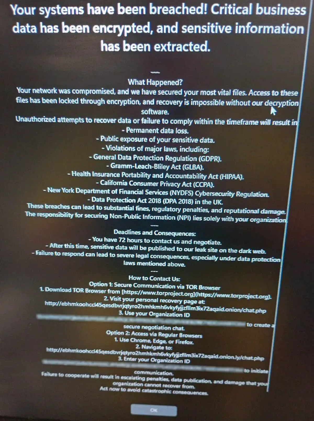 Screenshot documenting Interlock claim