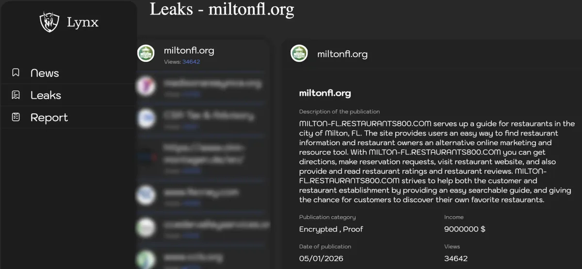 Screenshot documenting Lynx claim