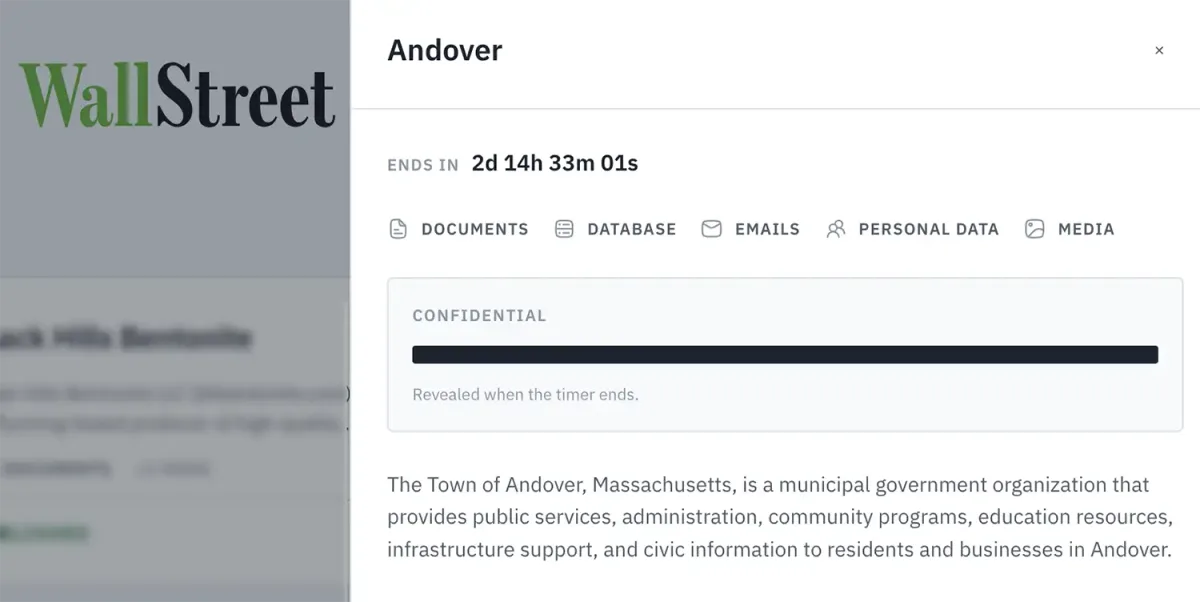 Screenshot documenting Wallstreet claim