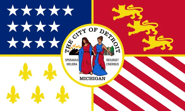 Detroit, Wayne County, Michigan, USA flag
